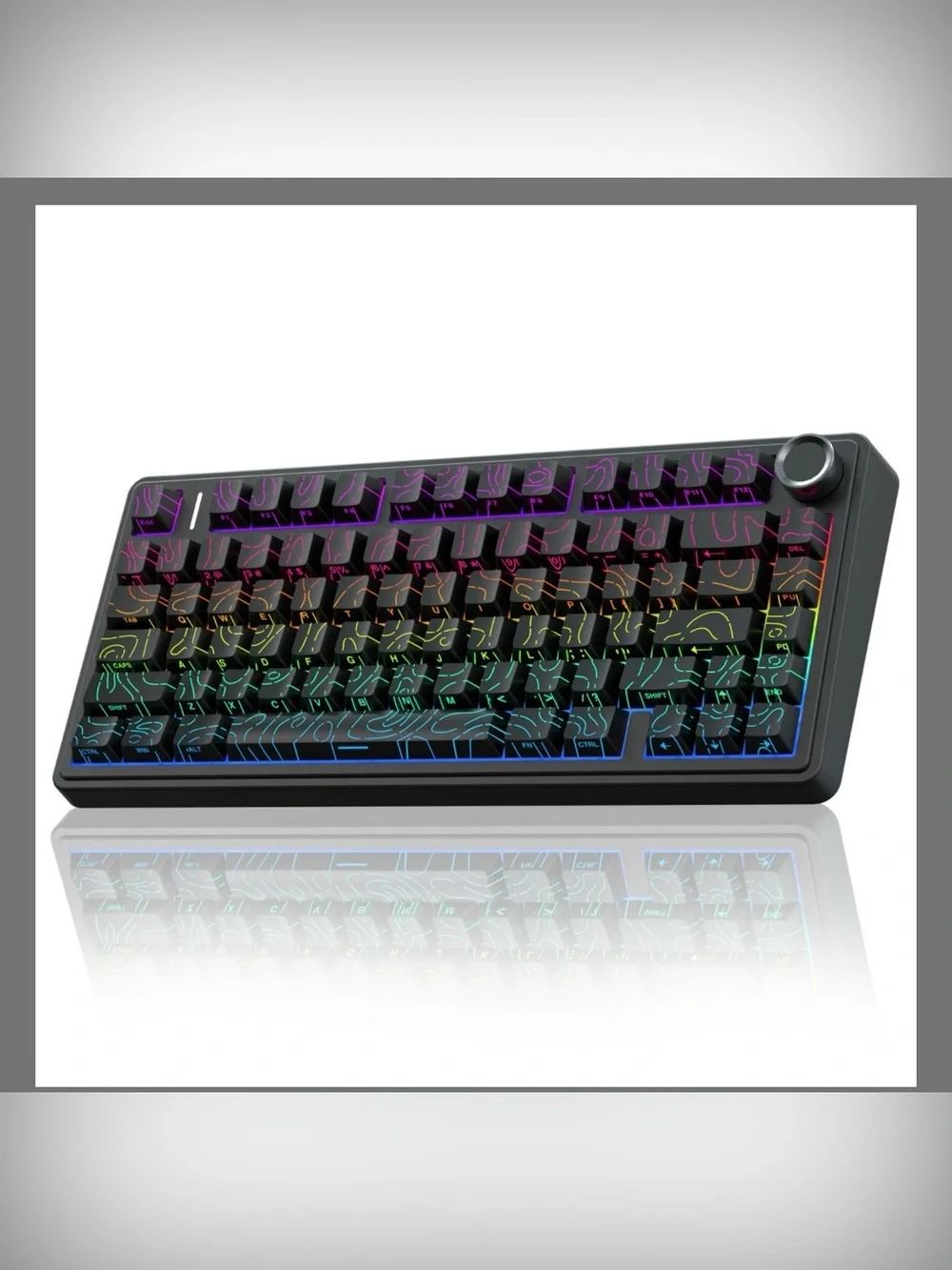 AULA F75 Black Contour Wireless Mechanical Keyboard with Knob. 75% Hot Swappable